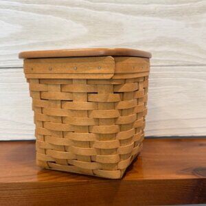 Vintage Longaberger Tissue Basket 4x5 Wood Lid Woven Holder